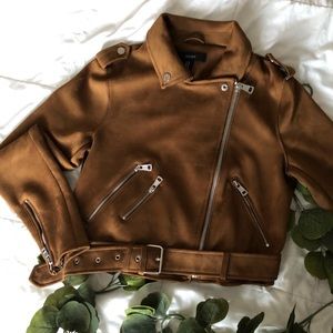F21 Brown Faux Suede Jacket